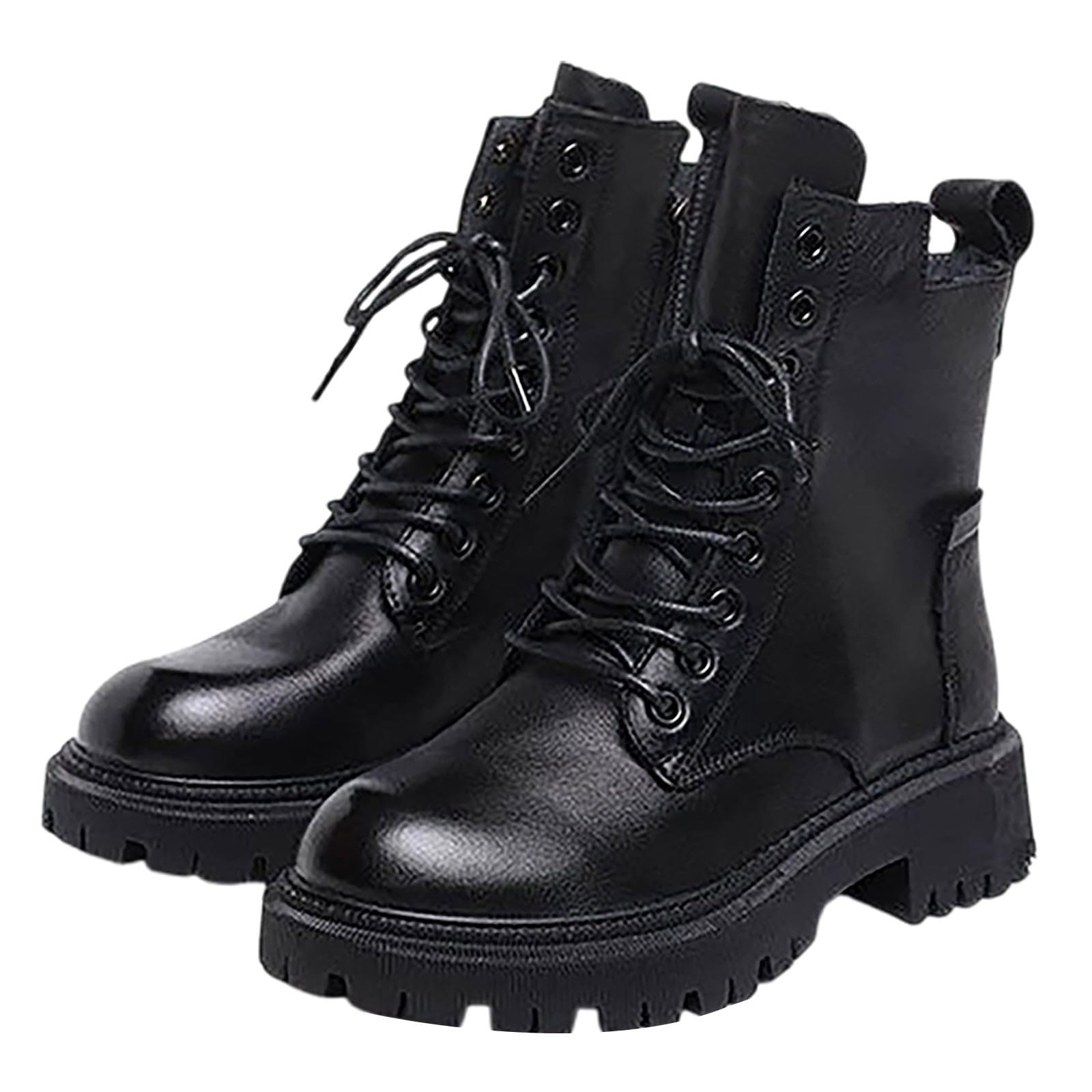 Bottes à talons hauts pour femme - Bottes de motard en cuir avec lacets - Bottes d'équitation vintage pour femme - Bottes de moto pour femme - Antidérapantes - Résistantes à l'abrasion - Bottes en
