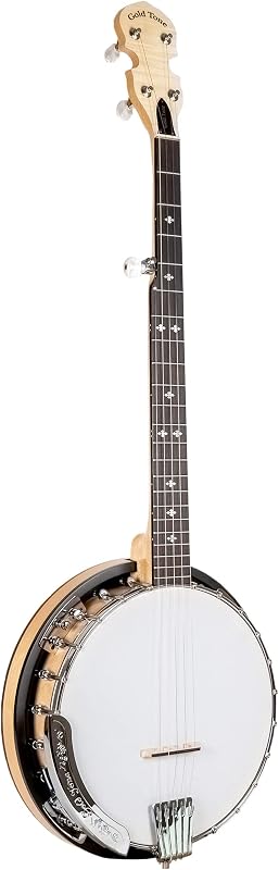 Banjo de 5 cuerdas con resonador Cripple Creek CC-100R en tono dorado | Anillo de tono de latón enrollado, cordal Terminator de 5 cuerdas con funda