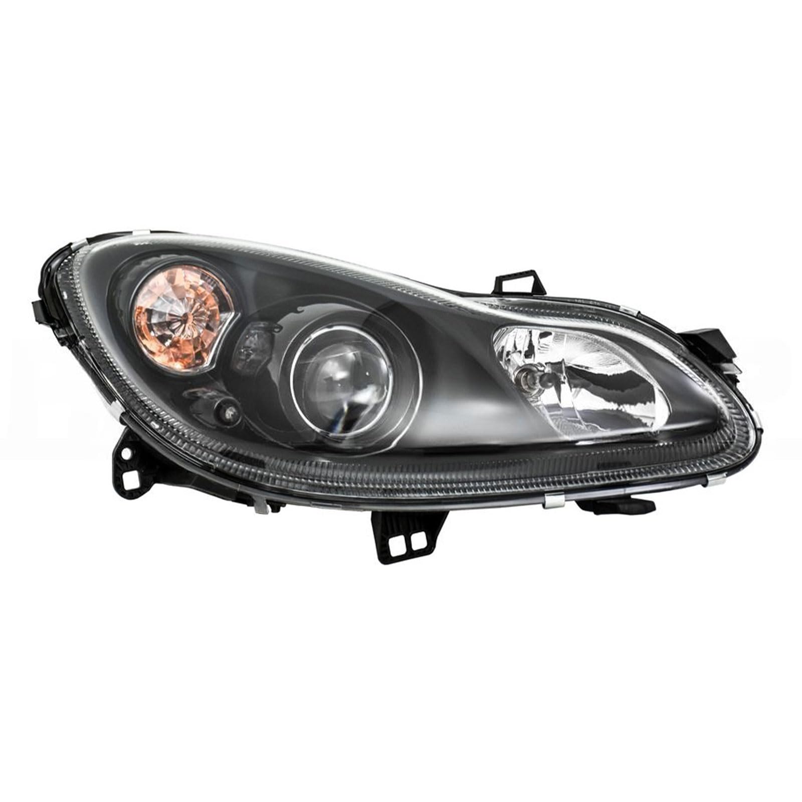 ME3054913 FANALE PROIETTORE ANTERIORE DESTRO (LATO PASSEGGERO) H7+H7 ELETTRICO CON MOTORE SPECIFICO PER SMART FORTWO DAL 2012 AL 2014. CON PARABOLA NERA. CODICE ORIGINALE A4518201259