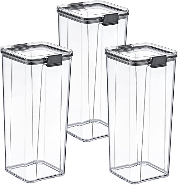 Deconox Acrylic Ziplock Square Storage Container 1800ml 3 Pieces, 1800ml 3-Piece Ziplock Storage Container (3 PIECES 1800ML)