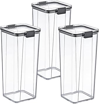 Deconox Acrylic Ziplock Square Storage Container 1800ml 3 Pieces, 1800ml 3-Piece Ziplock Storage Container (3 PIECES 1800ML)