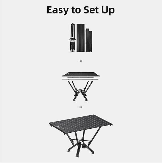 Foldable Camping Table 84 * 50cm 380LBS 7075 Aluminum Alloy High Temperature Resistance Wear Resistance Easy to Clean Portable with Storage Bag Camping Tables that Fold Up Black