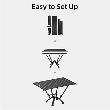 Foldable Camping Table 84 * 50cm 380LBS 7075 Aluminum Alloy High Temperature Resistance Wear Resistance Easy to Clean Portable with Storage Bag Camping Tables that Fold Up Black