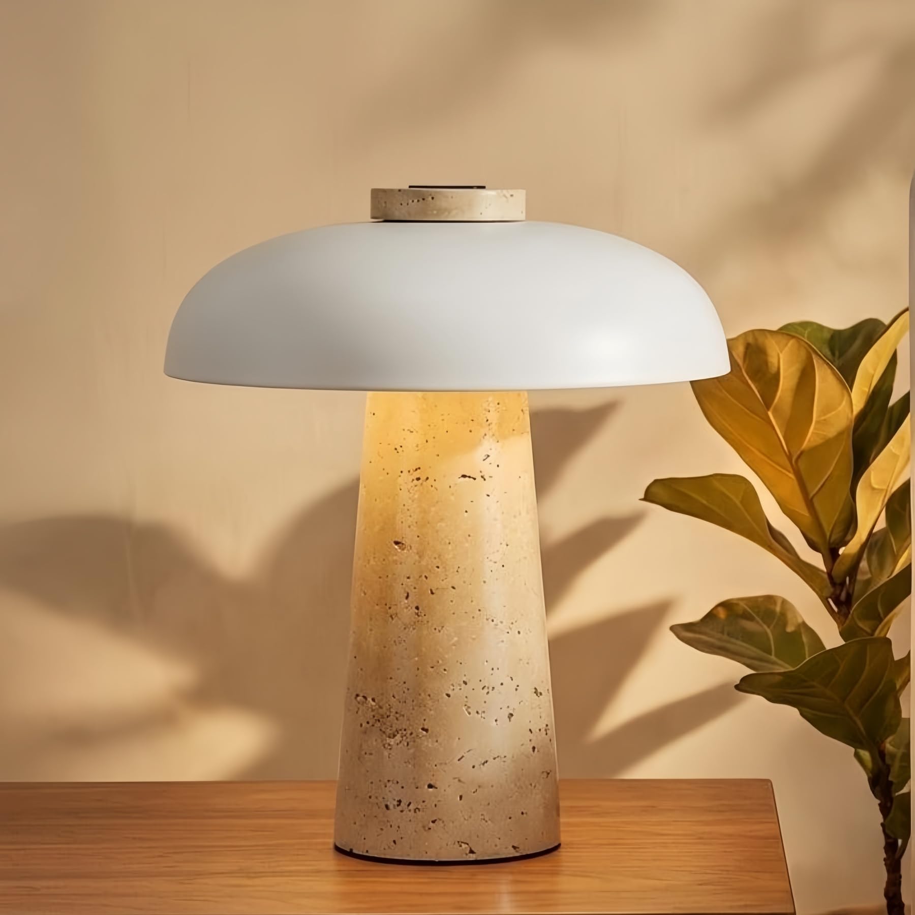 Khukhu White Marble Lamp Travertine Stone Table Lamp Bedside Nightstand Lamp Led Light