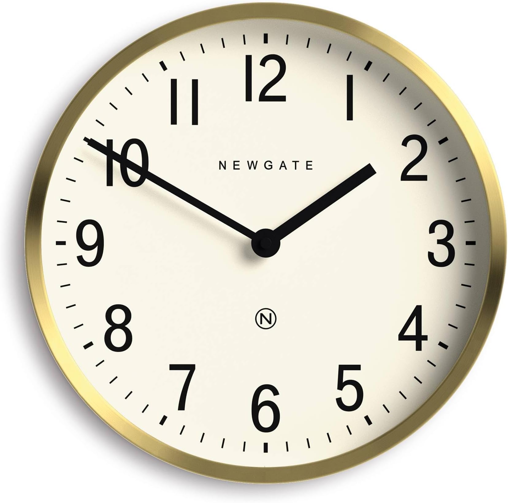 NEWGATE® Master Edwards wall clock | Mid century style clock | 30cm | Deep metal case with brass/gold finish | Modern retro design for kitchen, living room or office