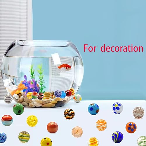 Miniatura 15 de Juego de 71 canicas surtidas para niños hechas a mano grandes y pequeñas canicas de vidrio a granel para juego de mármol, juguete fresco y colorido