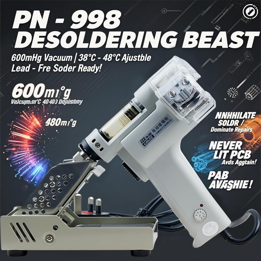 Electric Vacuum Solder Sucker, 110v Tin Suction Pump Desoldering Soldering Iron Handle, Tin Removal Suction Tool Tin Gun Powerful Dual Air Pump Electric Tin Suction Device
