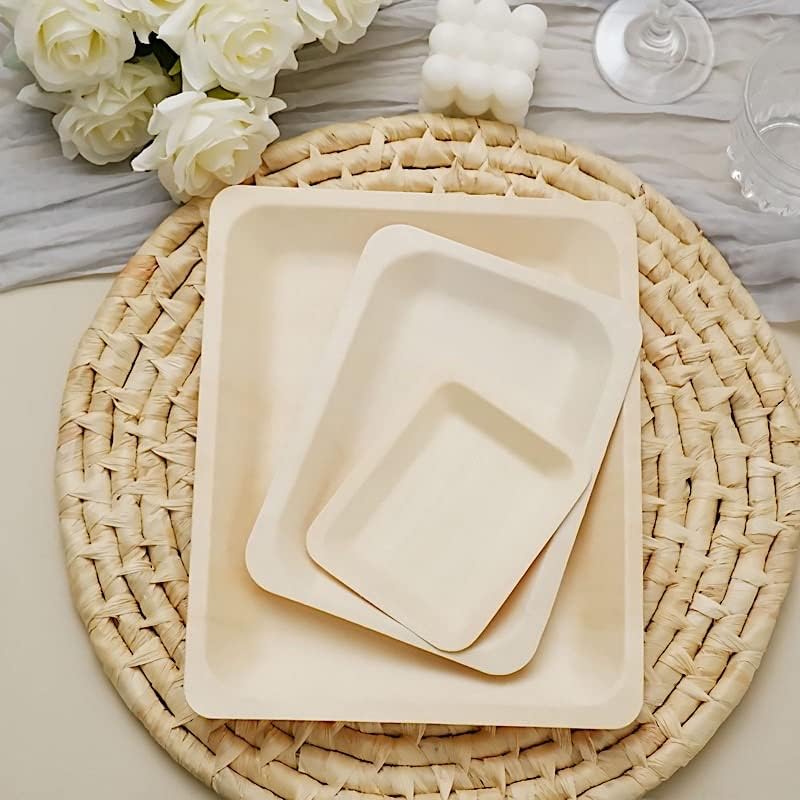 Miniatura 6 de Balsa Circle 50 mini platos rectangulares de bambú natural de 5 pulgadas, vajilla biodegradable para bodas, eventos, catering