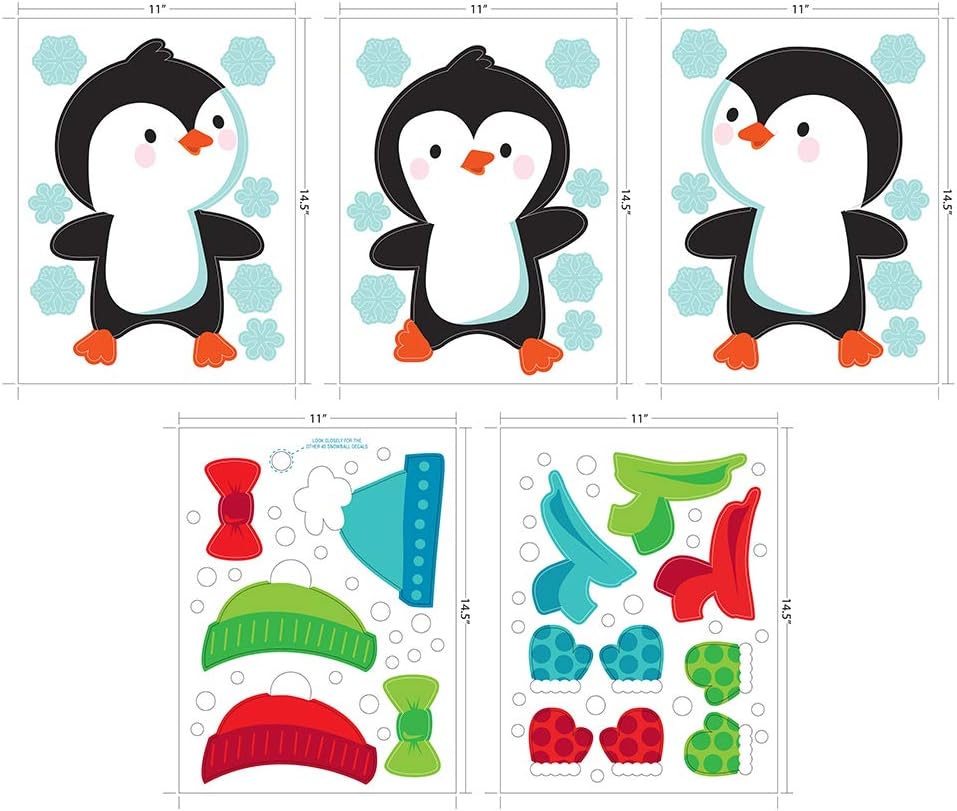 Paper Riot Co. Penquin Stacking Christmas Holiday Wall Stickers Removable for Family Activity Classroom Kids Room Nursery Bedroom Home Decor 65 Count Decals image 5