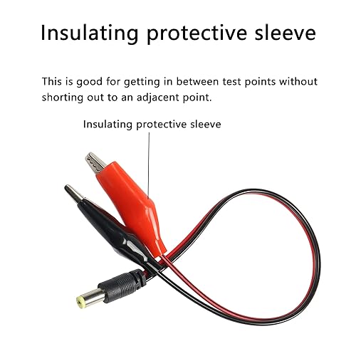 Miniatura 4 de GELRHONR DC 5521 Cable adaptador de corriente macho a doble pinza de cocodrilo de 0.217 x 0.083 in, dos clips de cocodrilo, cables adaptadores de CC
