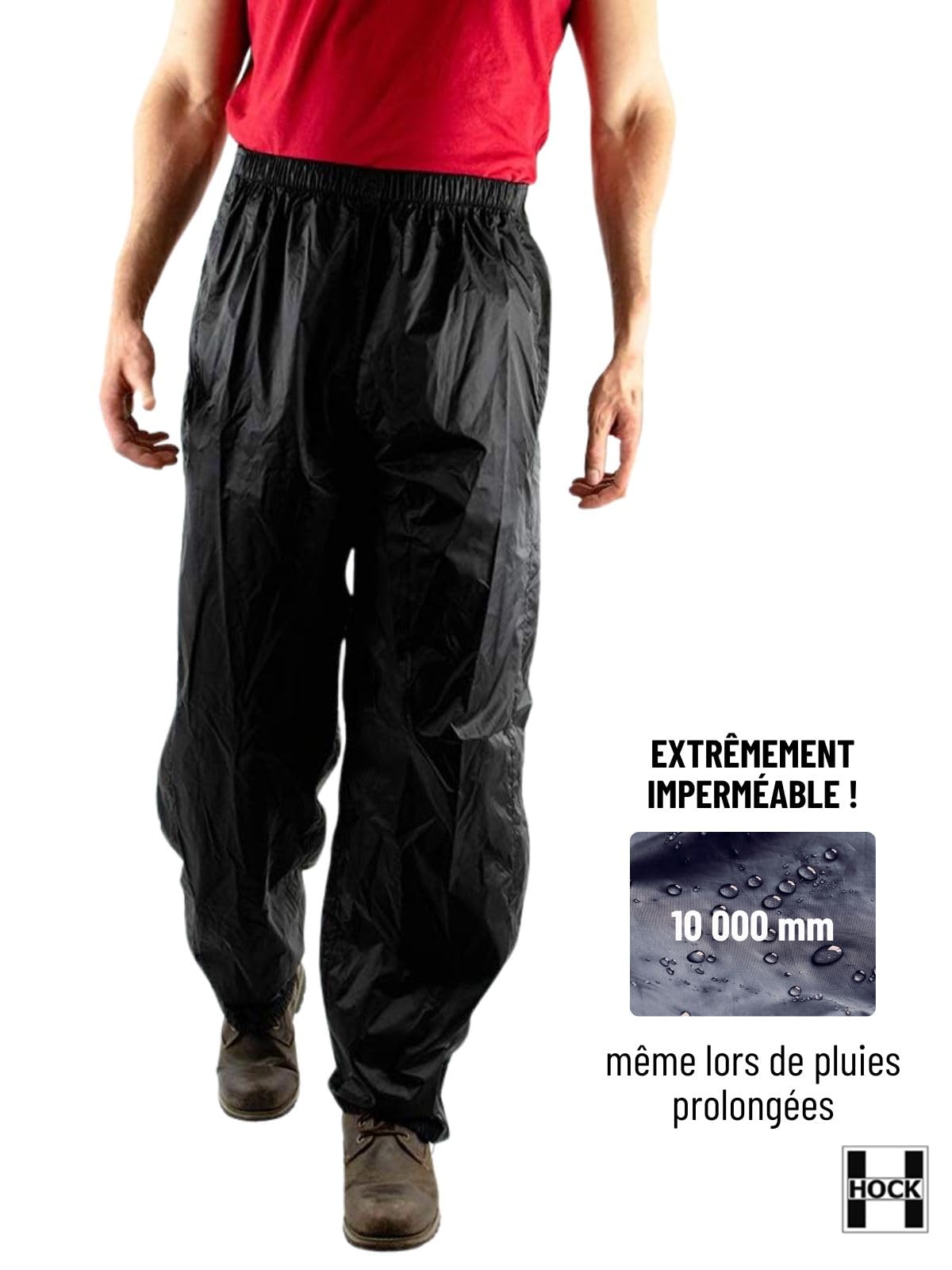 HOCK Pantalon de Pluie Unisexe pour Un enfilage Confortable - avec Fermeture éclair à Double Sens et Respirant - Extrêmement imperméable (Colonne d'eau 10 000 mm) - Pantalon de Pluie pour Homme et