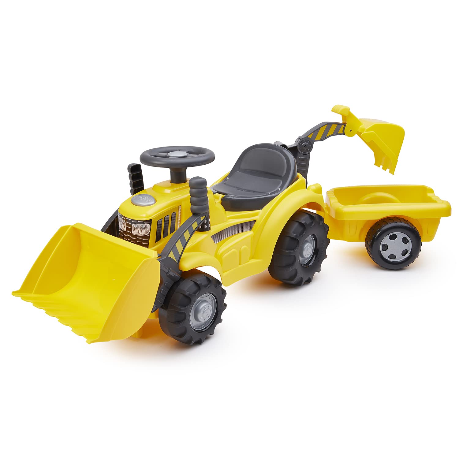 Jouets Ecoiffier - 498 - Porteur Tracto Pelle avec remorque -Jeu de Plein air pour Enfants - 12-36 Mois - Origine France Garantie
