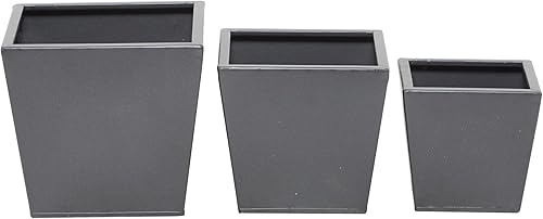 CosmoLiving by Cosmopolitan - Macetero cuadrado de metal, juego de 3, 8, 6, 5 pulgadas de ancho, gris