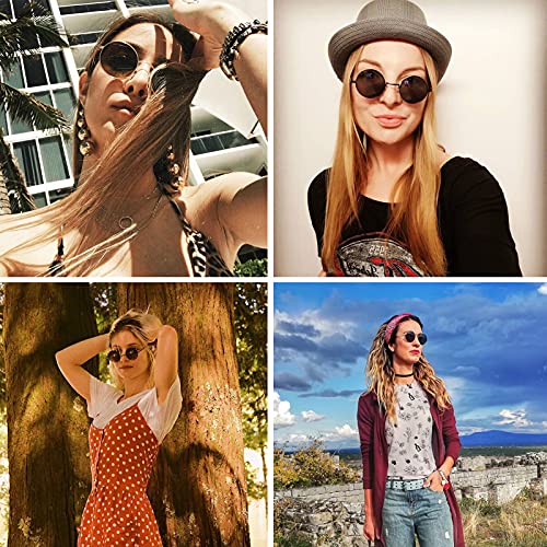 NULOOQ Retro Round Polarized Sunglasses for Women Men Small Metal Frame Circle Hippie Glasses3