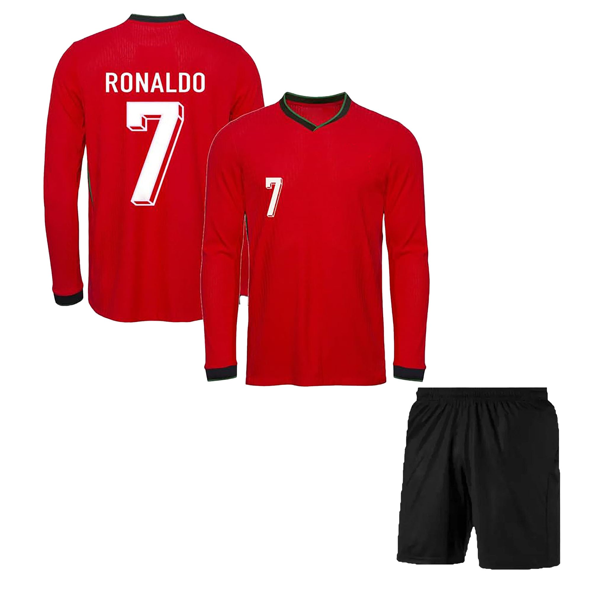 Ronaldo 7 Boys Official Home New Football Jersey Set with Shorts 2024 (Kid's, Boy's& Men)
