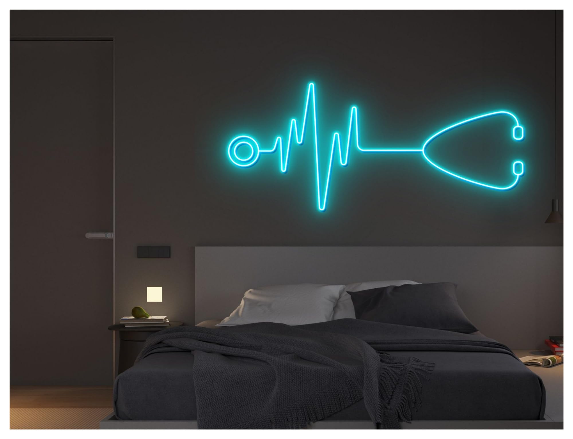 Wiszące neony artystyczne Stetoskop Neon Dekoracja Ścienna Lampy Pielęgniarskie Szpital Przychodnia Lekarska Gabinet Pediatryczny Witryna Sklepowa 60cm