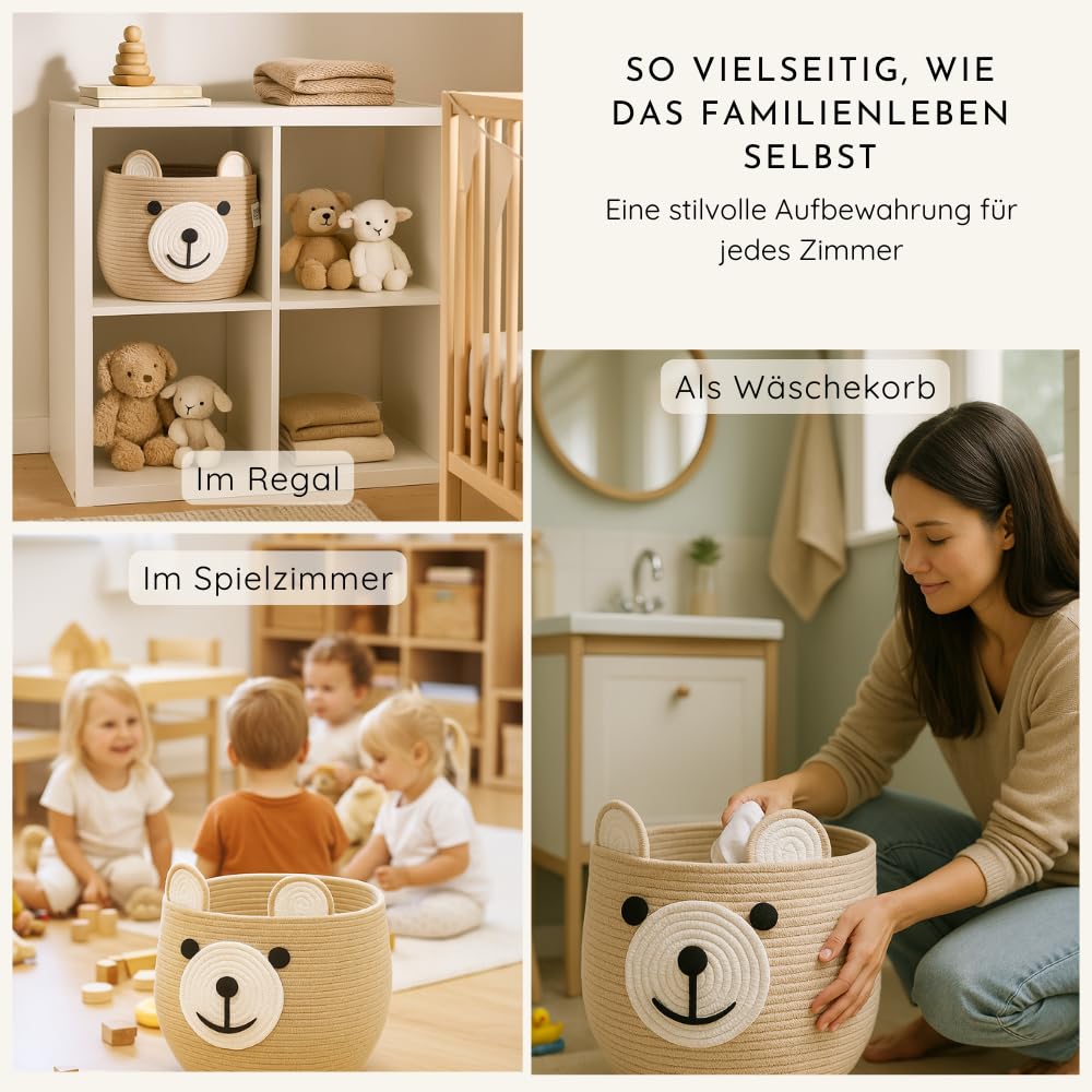 BELMIN Aufbewahrungskorb Kinder aus Baumwolle – Formstabiler, Waschbarer Wäschekorb für Spielzeug & Kuscheltiere, Ideal für Kinderzimmer & Babyzimmer – Stilvoll & Praktisch für Eltern