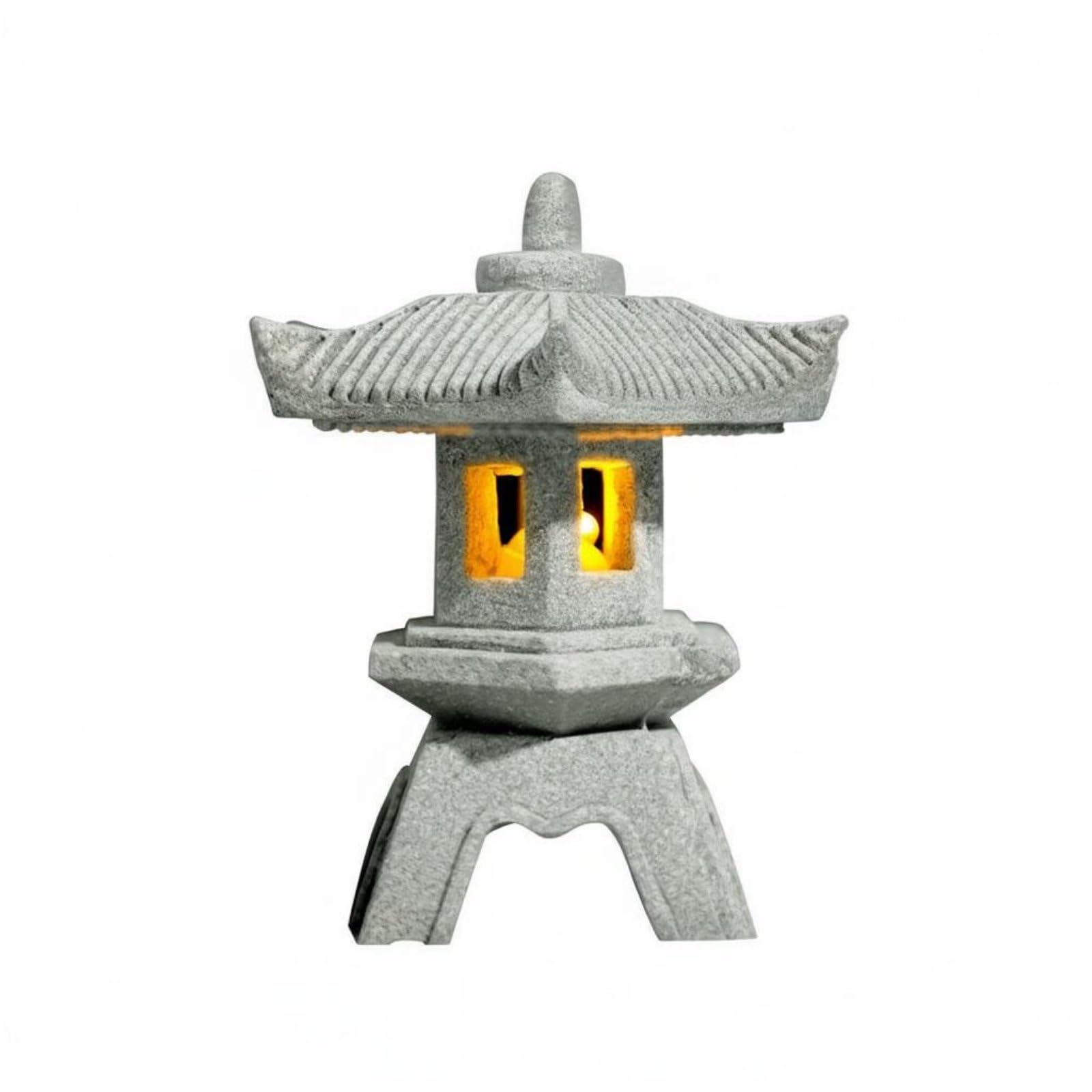 Farol de paisaje escultura decorativa mini pagoda con luz para bonsai