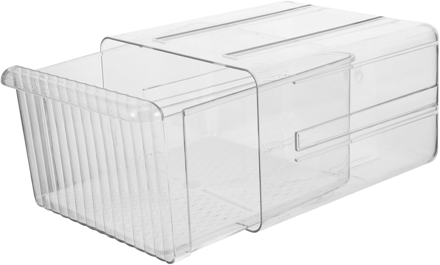 Cabilock Clear Refrigerator Organizer Box with Drawer Stackable Storage Container for Fruits Vegetables Food Transparent Design for Easy Access and Freshness for Kitchen Pantry Use