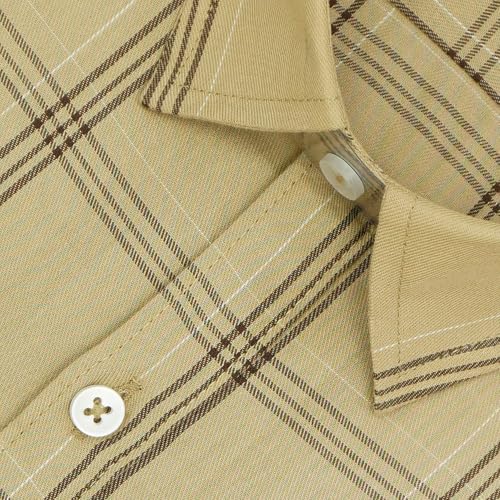 Image of GHPC 100% Cotton Checkered Half Sleeves Regular Fit Formal Shirt for Men