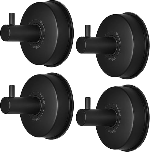 Miniatura 12 de YOHOM - Ganchos de ventosa de acero inoxidable negro para ventana y ducha, para toallas - Sostiene 2 piezas
