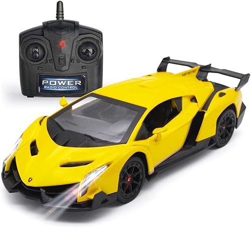 Miniatura 15 de QUN FENG Lamborghini - Auto de juguete Lambo a escala 1:24, auto de juguete con licencia oficial de autos a control remoto con luz de 2.4Ghz
