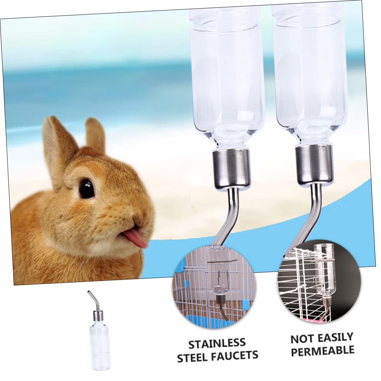 BESPORTBLE 6piezas Botella De Agua para Hámster Dispensador Colgante De Inoxidable Bebedero para Conejos y Roedores