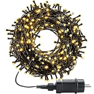 Led-lichtsnoer voor buiten en binnen, warmwit, kerstverlichting met 8 lichtmodi + timer + geheugenfunctie, waterdicht voor kerstboom, feest, bruiloft, balkon, 20 m, 200 leds