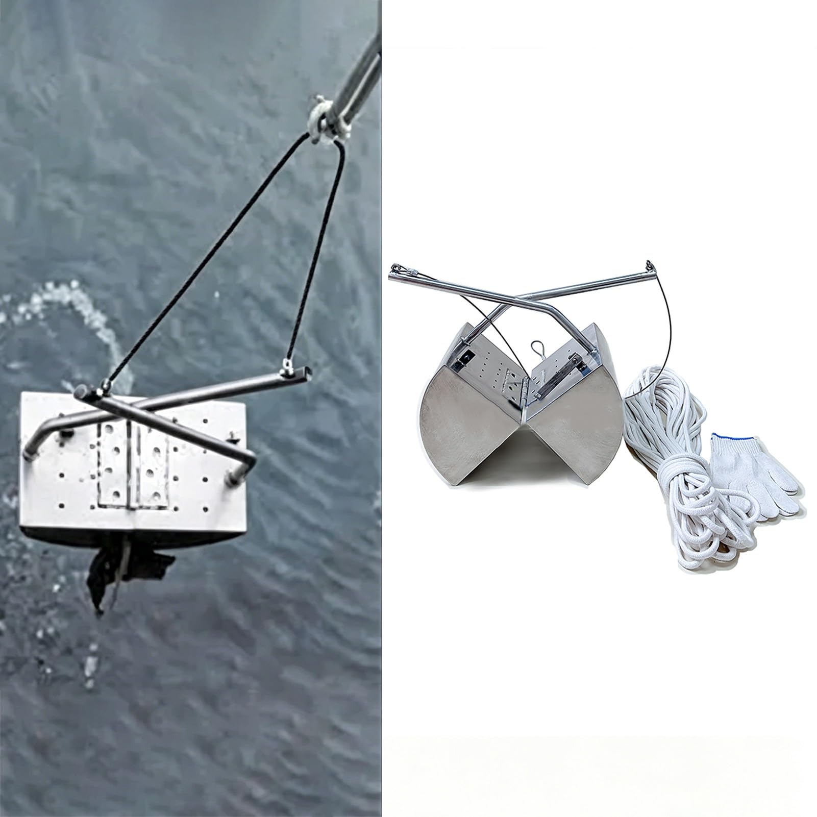 MRVAKDYDI Bottom Mud Grab for Collecting Silt, Grab-Type Sludge Sampler 3L 5L Stainless Steel 20m Rope For River Lake Bottom Silt(3L)