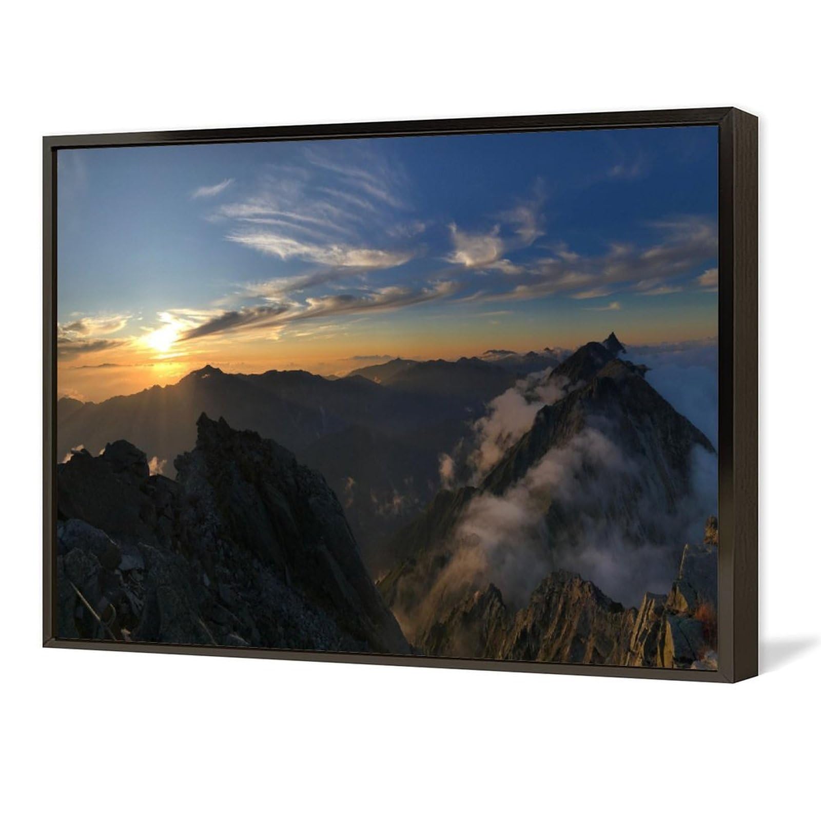 Amazon.co.jp: 絵画 長野県 北アルプスの夕闇 アートパネル ポスター