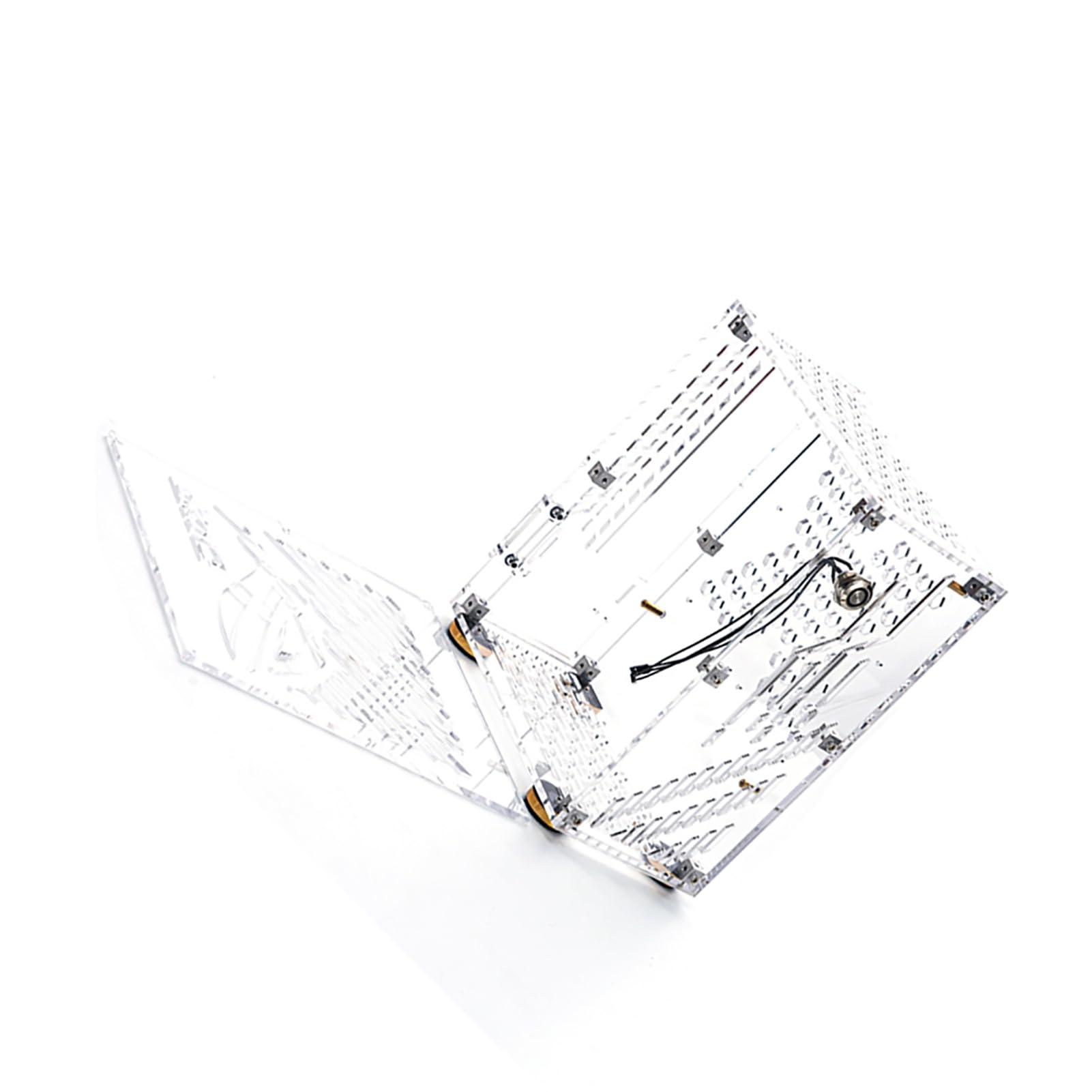 Akozon Kompaktowa Przenośna Obudowa Komputera Mini-ITX Akozon z obudową do Zasilacza FLEX - Idealna do Małych Komputerów Stacjonarnych, Wydajnego Chłodzenia i Stylowego Wyglądu (Przezroczysty)