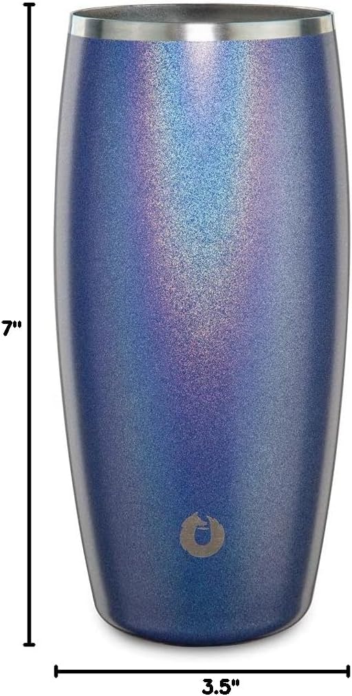 Snowfox Premium Vacuum Insulated Stainless Steel Beer Glass With Lid, Home Bar Accessories, Elegant Bartending, Lightweight Pint Glasses, Sleek Drinkware, Frosty Beverages Stay Cold, 18oz, Blue