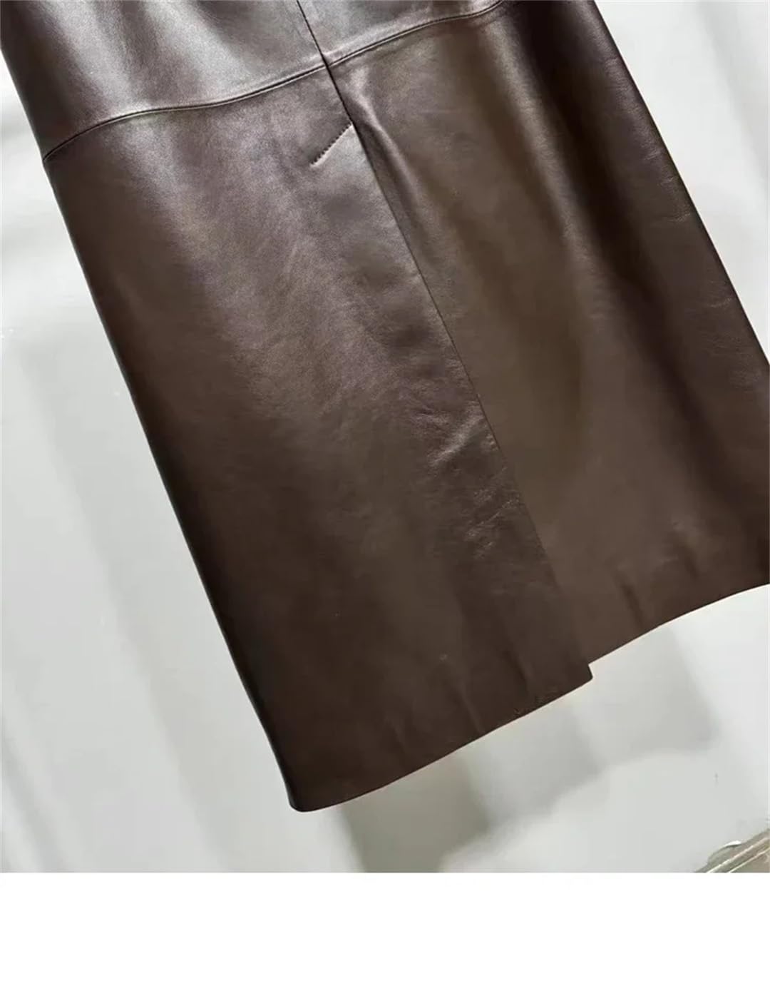 Falda larga de cuero para mujer, corte recto, adelgazante, color liso, con abertura en la espalda