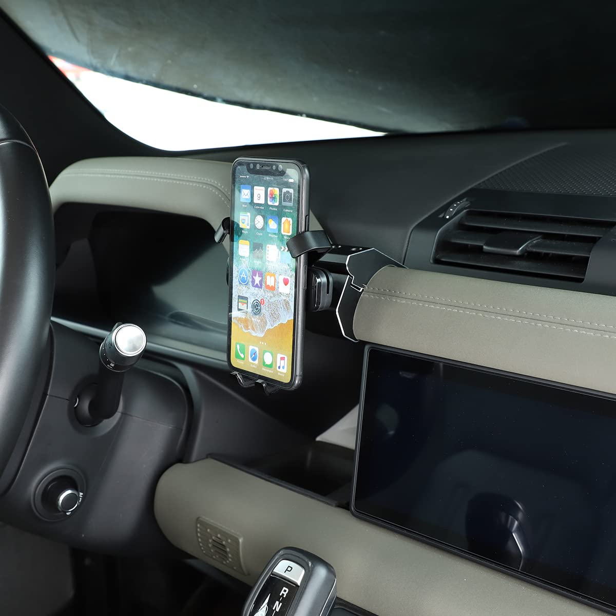 Soporte de teléfono móvil para coche compatible con Land Rover Defender 2020-2023 | Soporte Gopro de aluminio de alta calidad (tipo G, una pieza) - Fijación universal para smartphone y cámara de