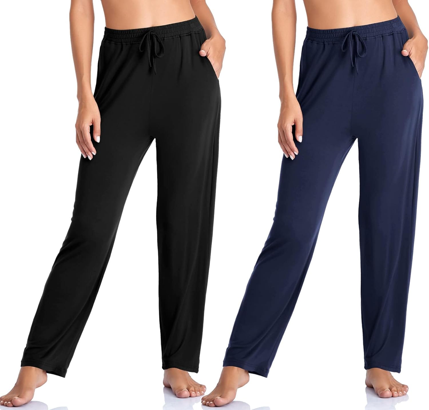 Envlon Women's Yoga Pants with Pockets Comfy Stretch Loose Wide Leg Casual Pants Breathable Running Workout Lounge Pants