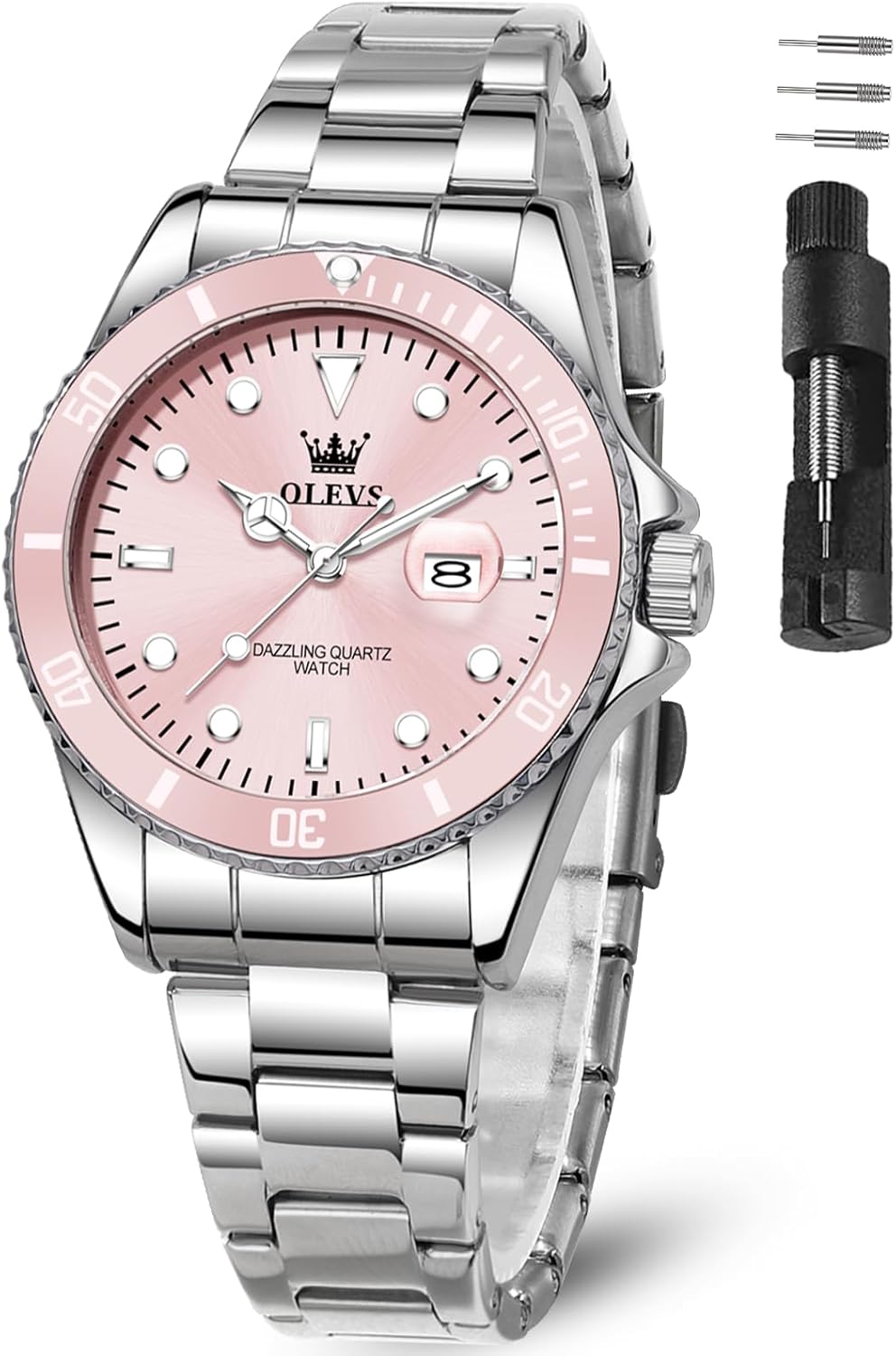 OLEVS Watch Women Silver Watches for Women Luxury for Small Wrists Dress Stainless Steel Women's Wrist Watches Easy to Read Reloj para Mujer