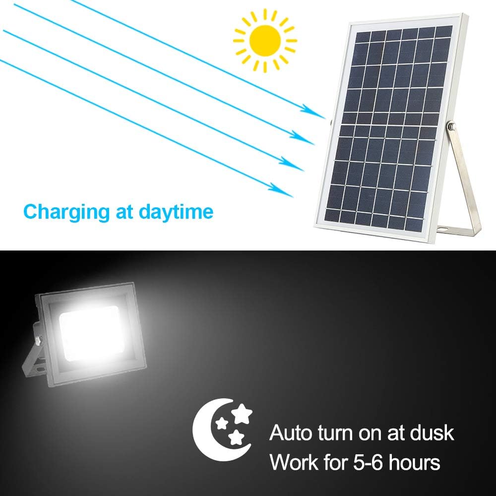Top Rated Solar Flood Lights Outdoor,HJLFA Dusk to Dawn 10W Solar Panel 126 LEDs IP65 Waterproof Remote Control Available Solar Powered Security Flood Light for Garden,Patio,Backyard,Garage,Pool,Flag Pole