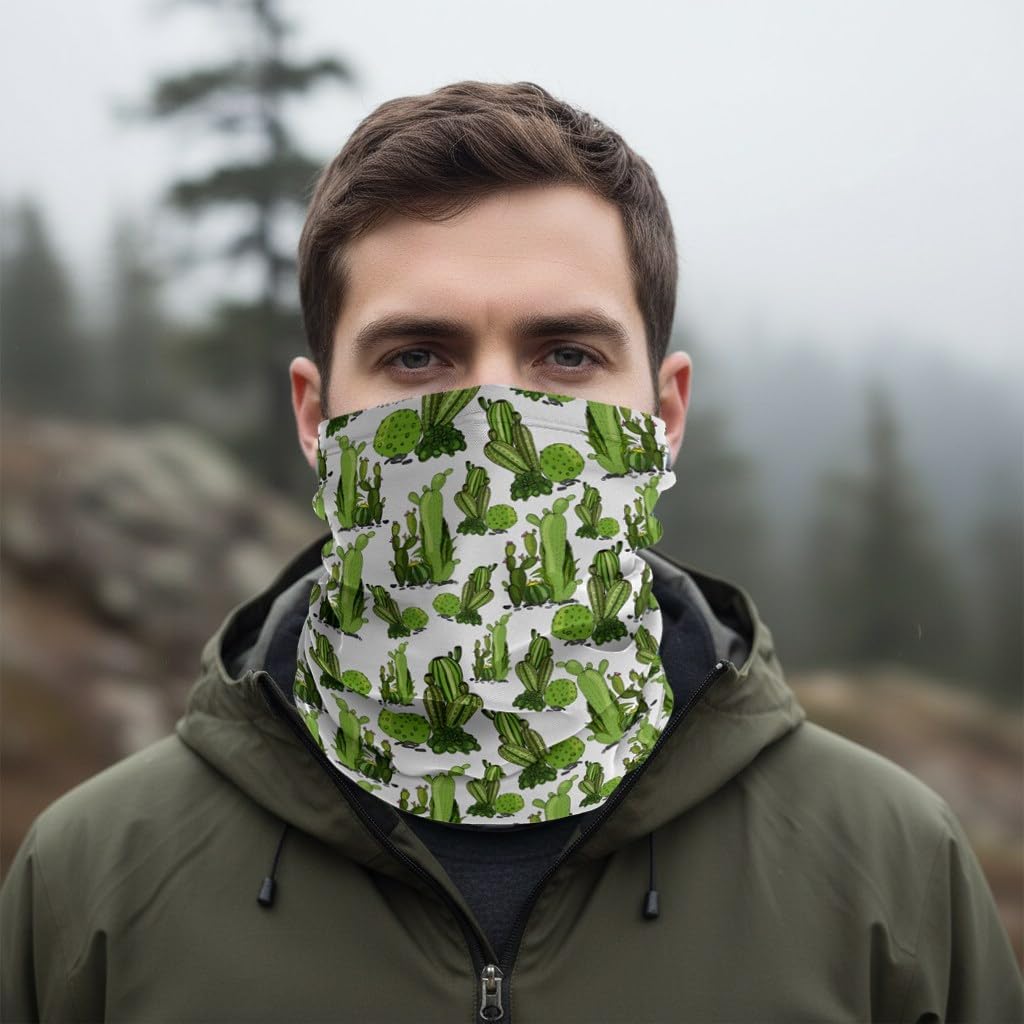 Neck Gaiter (Cactus Safari Pattern) Cooling Breathable Face Mask UV Protection Scarf Hiking Bandana for Men, Women, kids