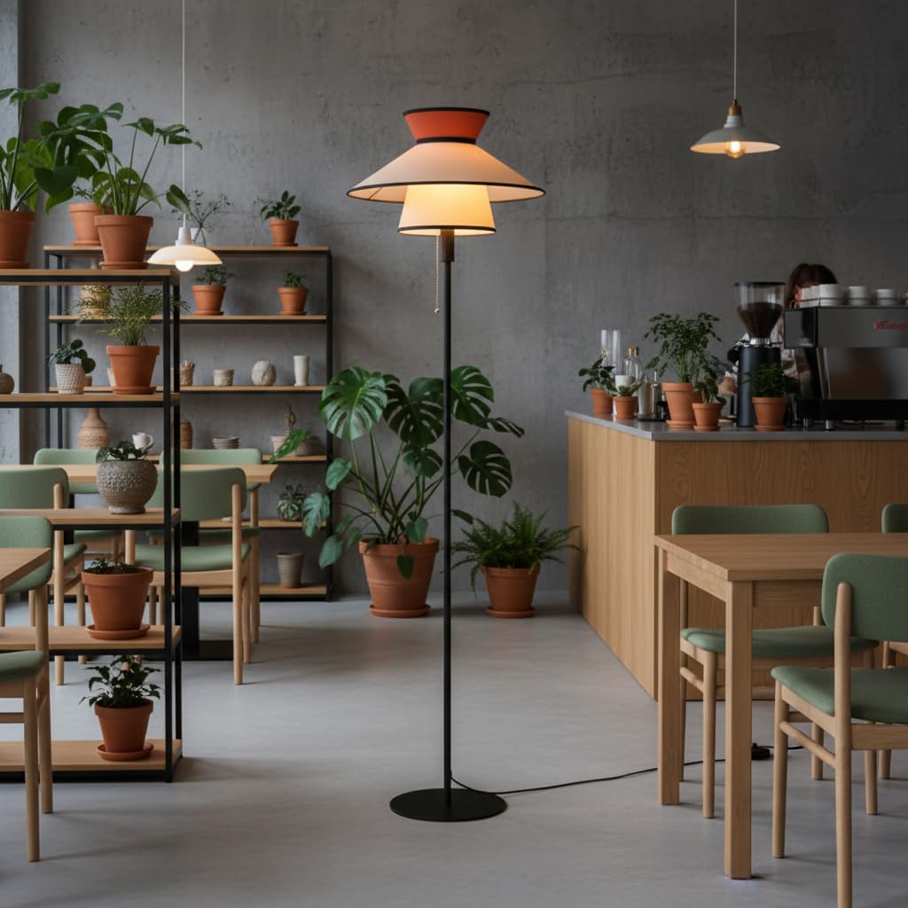 BARCELONA LED Lampada da Terra XXL "CORA" con Paralume in Tessuto, Stile Moderno e Industriale Retrò, Minimalista ed Elegante, Ideale per Soggiorno, Camera da Letto, Sala da Pranzo o Ingresso