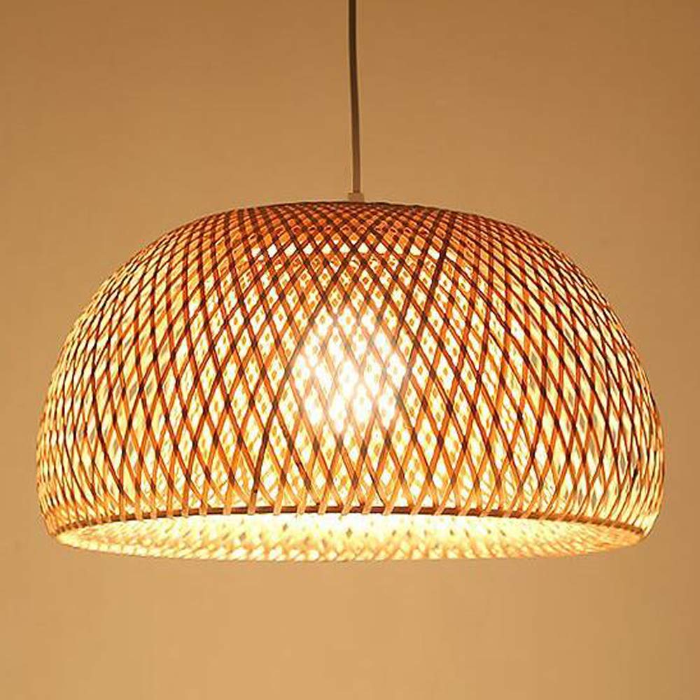 Lámpara colgante tejida vintage de mimbre de bambú natural, hecha a mano, para jardín, creativa, estilo pastoral, lámpara de techo para bar, café, loft, restaurante, sala de estar, 45 cm