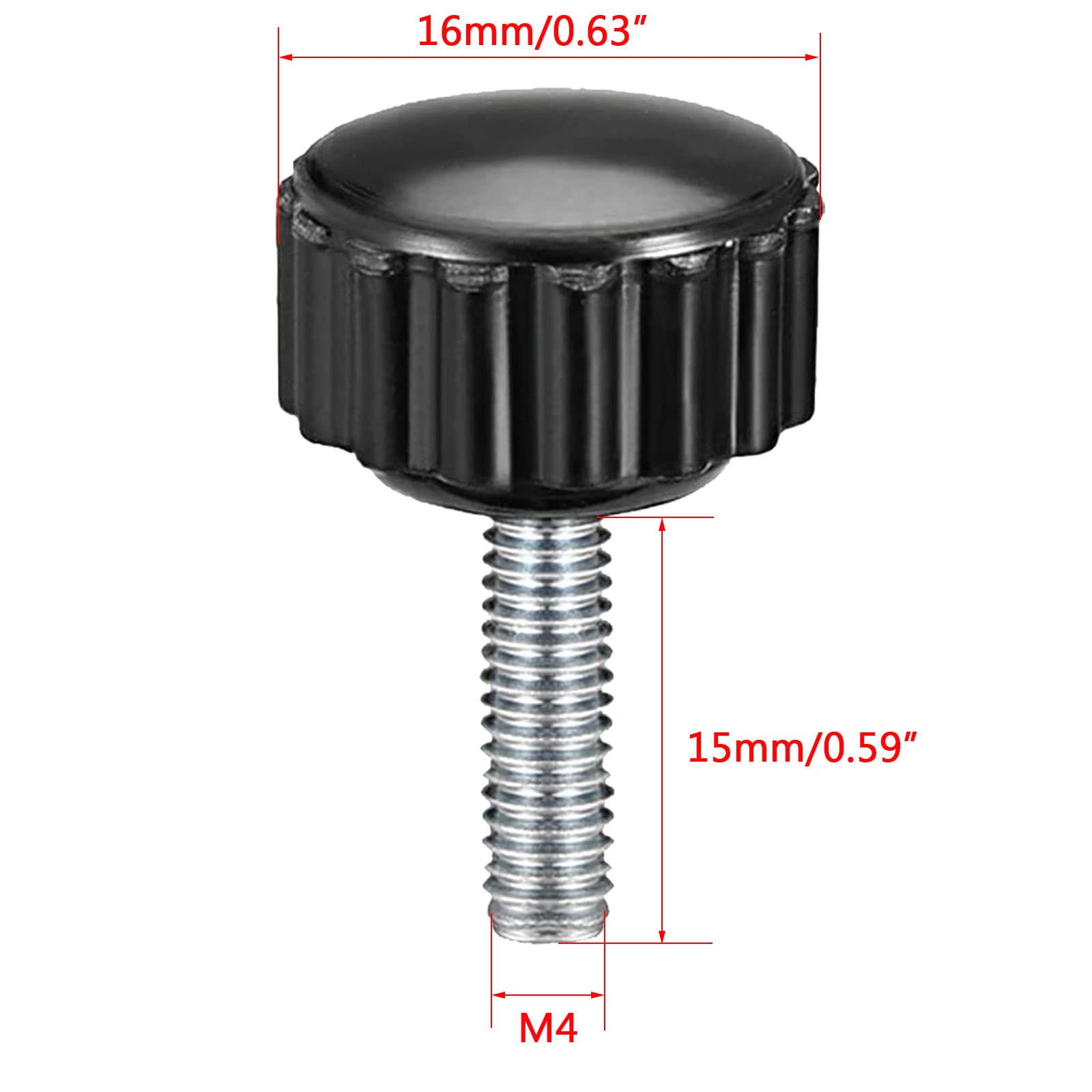 TA-VIGOR 6Pcs M4 x 15mm Male Thread Knurled Clamping Knobs Grip - Image 2