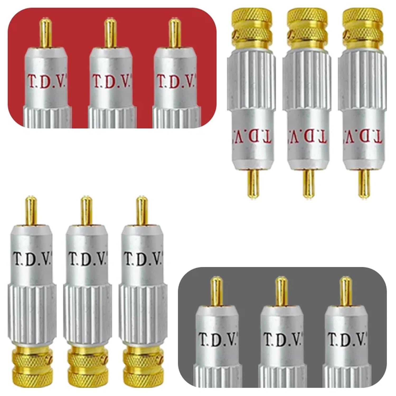 8Pcs Male Plug Gold-Plated Soldering RCA Connector Lockable Adjustable Audio Speaker Amplifier Adapter Cable Wiring(8pcs)