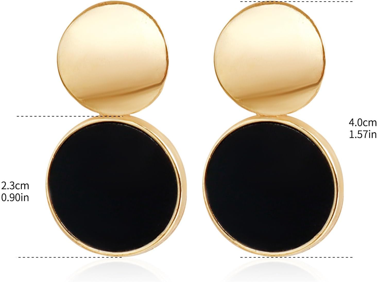 Bohemian Enamel Disc Dangle Earrings Gold Metal Coin Stud Earrings Black Acrylic Circle Drop Earrings Minimalist Round Black Disc Coin Earrings Jewelry for Women - Image 6