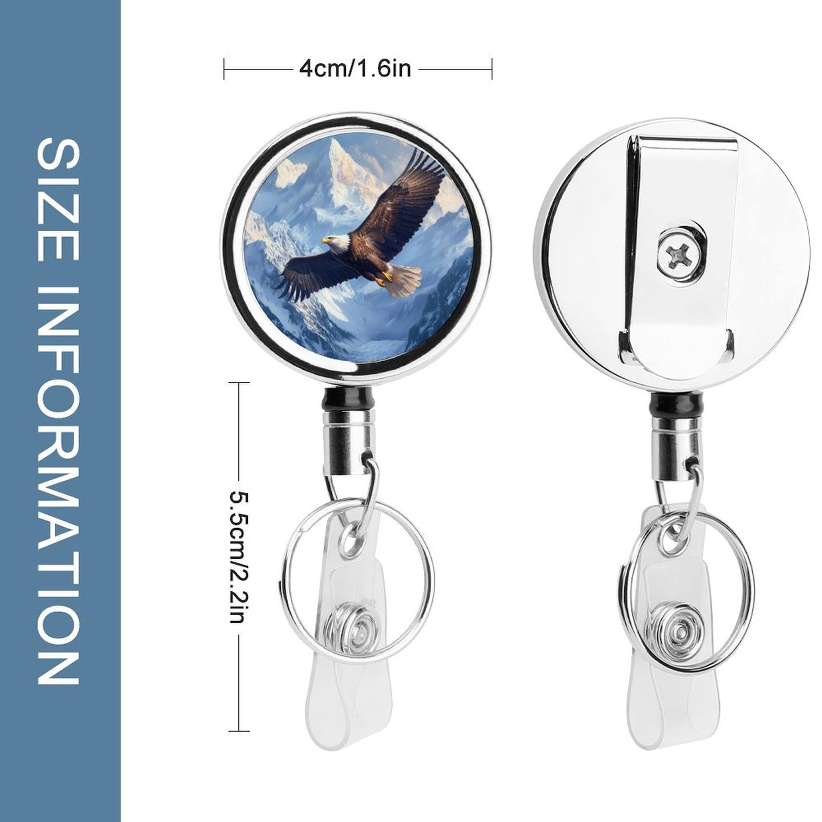 Flying E-agle Retractable Badge Holder Metal ID Name Holder Key Ring with Belt Clip