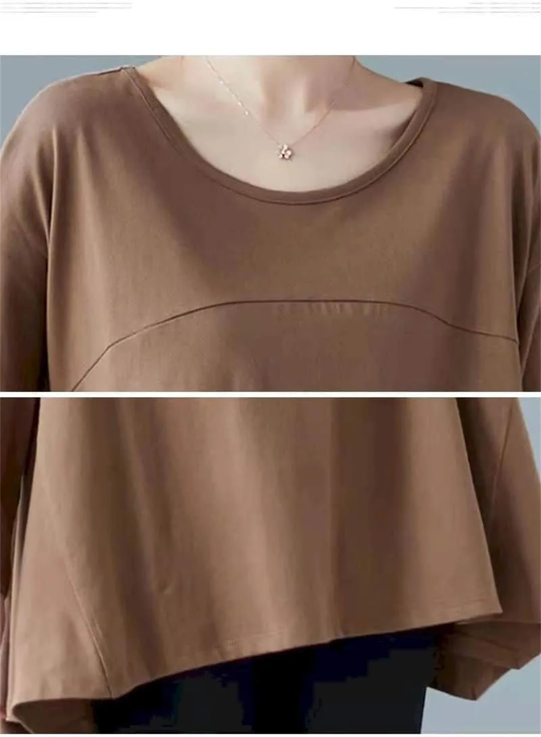 Hdhdeueh Womens Cotton Long Sleeve Tshirt Thin Pullover O-Neck Solid Color Bottoming Shirt Tops