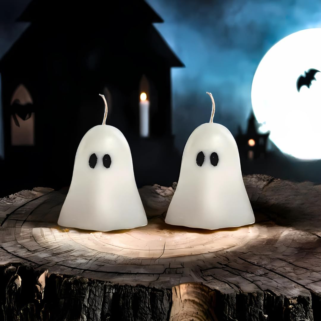 DiceandBerry Ghost Candles (Pack of 2), Birthday Gift, Spooky Gifts, Gifts for him and her, Handmade Gift 1