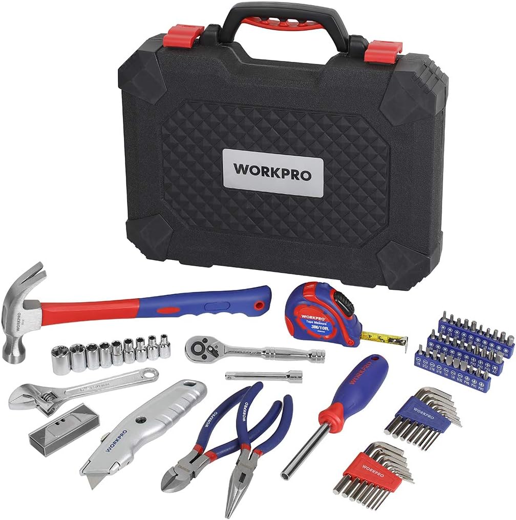 WORKPRO 74-Piece Home Repair Tool Kit, General Household Tool Kit for Home Maintenance, DIY Projects with Plastic Toolbox Storage Case, W009085A