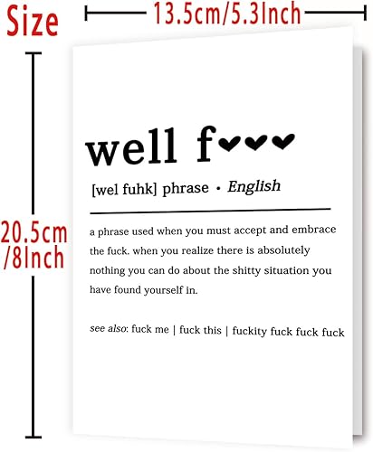 Miniatura 2 de OJsensai Divertida tarjeta de definición F para él y ella, regalos divertidos para mujeres y hombres, tarjeta de condolencia por pérdida de trabajo