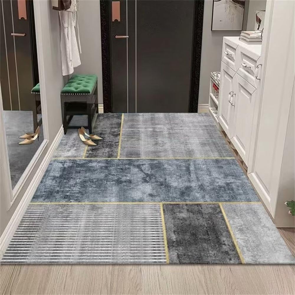 Tapis de salon gris-bleu antidérapant et non-déformation format 80x200