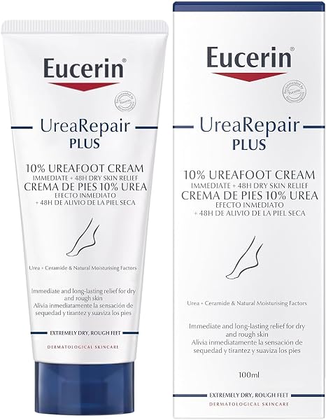 Eucerin UreaRepair Plus 10% Urea Foot Cream 100ml, Intensive Moisturising Foot Treatment for Dry, Cracked Feet and Heels, with Ceramide & Natural Moisturising Factors, Fast-Absorbing Moisturiser - 1
